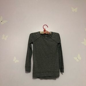 Grey Long Sleeve With Jewels On Shoulder